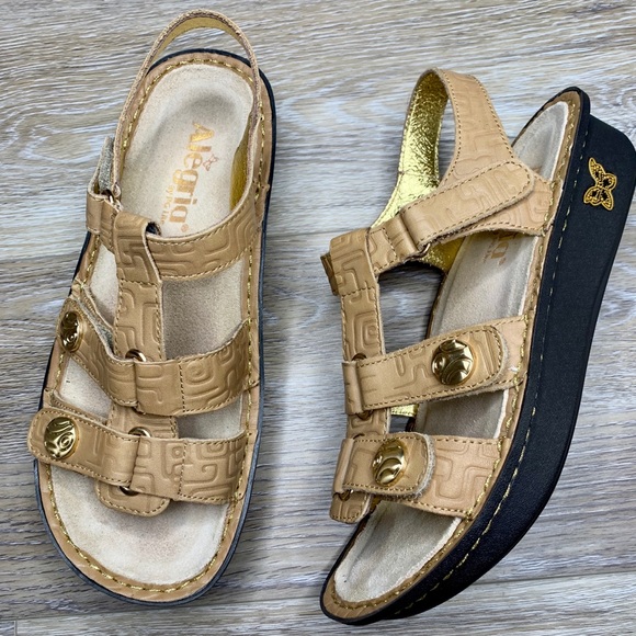 Alegria Shoes Alegria Kleo Tan Gold Arch Support Sandals
